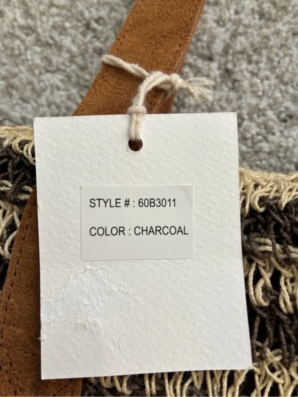 Macchia di Ruggine OVERSIZED SQUARE JUTE TOTE- CHARCOAL NWT! - Picture 3 of 13